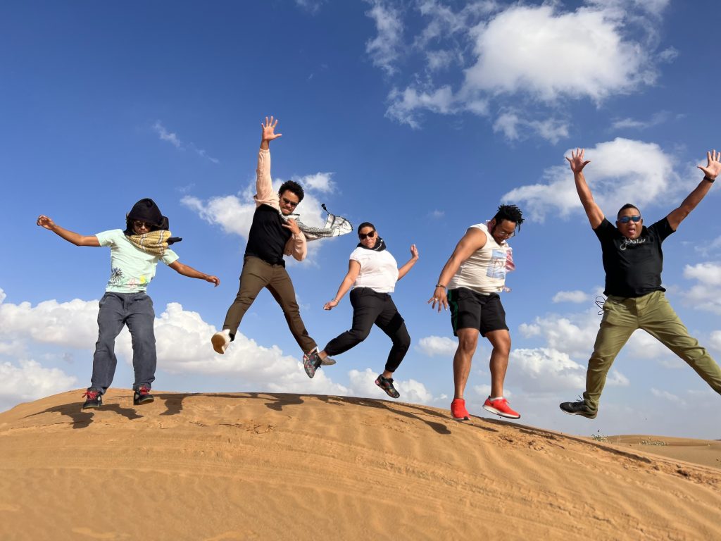 Family in Dubai Desert Jumping