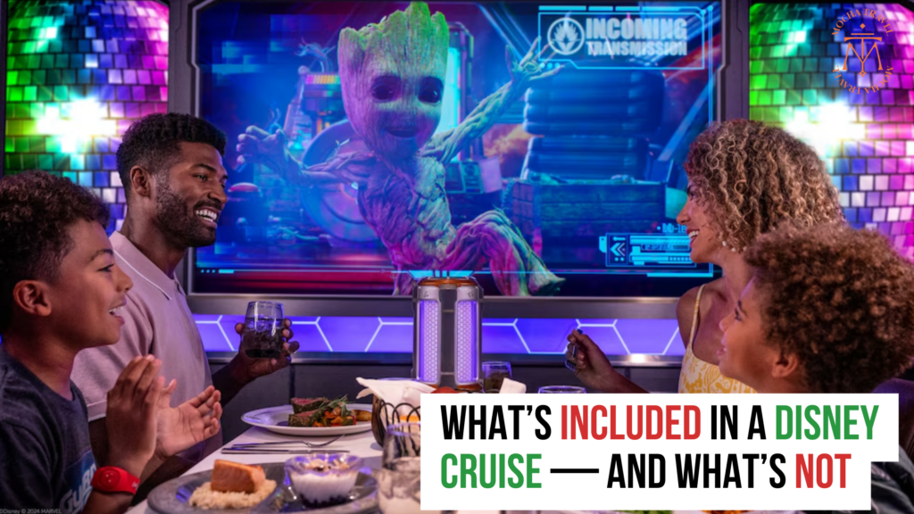Family enjoying Marvel dining experience on a Disney Cruise.