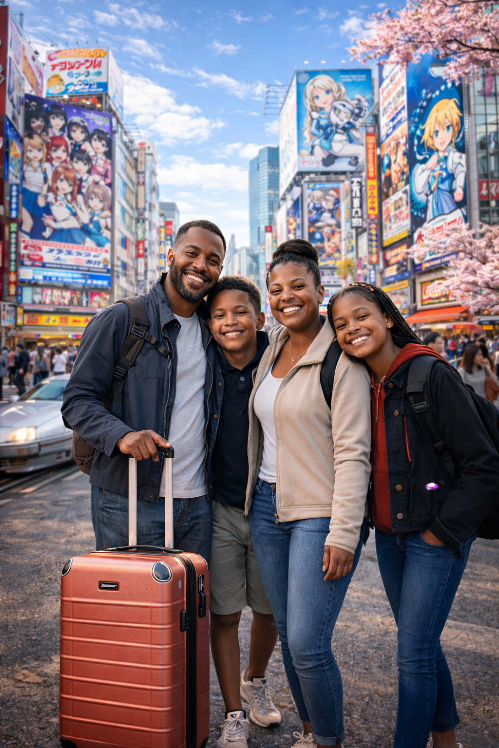 Family group travel to Tokyo for spring Break